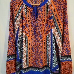 Women's Gibson & Latimer Flowy Shirt Orange Blue L